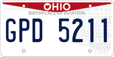 OH license plate GPD5211