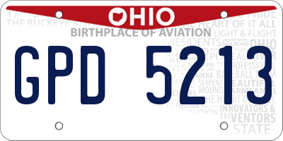 OH license plate GPD5213