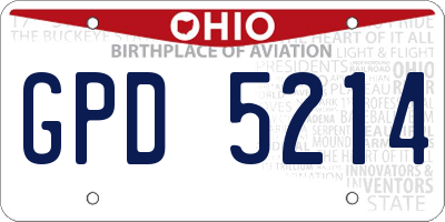 OH license plate GPD5214