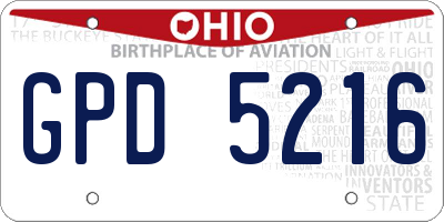 OH license plate GPD5216
