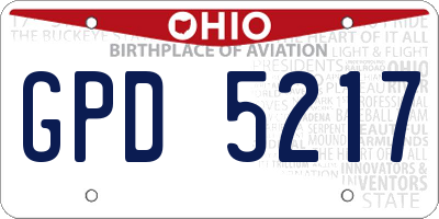 OH license plate GPD5217