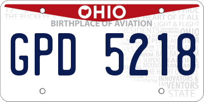 OH license plate GPD5218
