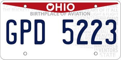 OH license plate GPD5223