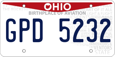 OH license plate GPD5232