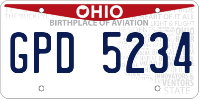 OH license plate GPD5234