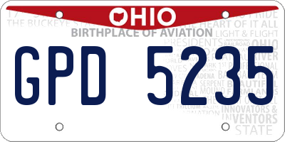 OH license plate GPD5235