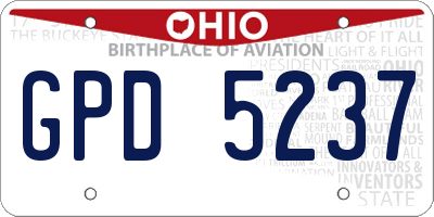 OH license plate GPD5237