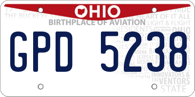 OH license plate GPD5238