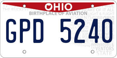 OH license plate GPD5240