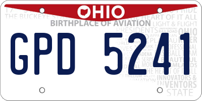 OH license plate GPD5241