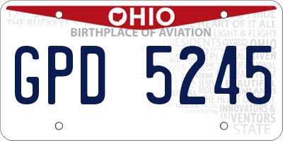 OH license plate GPD5245