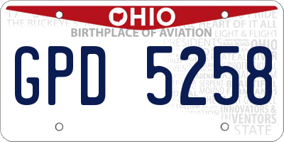 OH license plate GPD5258