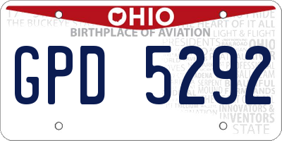 OH license plate GPD5292