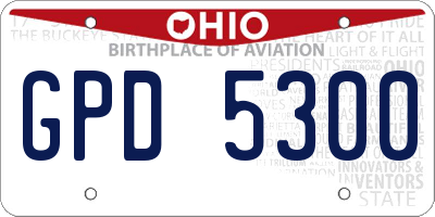 OH license plate GPD5300