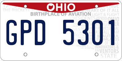 OH license plate GPD5301