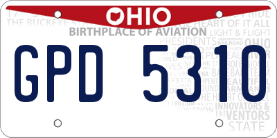 OH license plate GPD5310