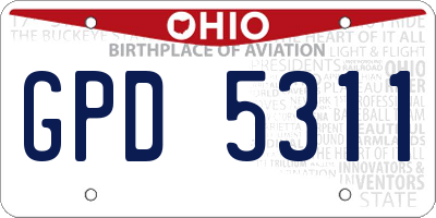 OH license plate GPD5311