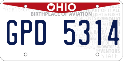 OH license plate GPD5314