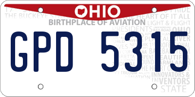 OH license plate GPD5315