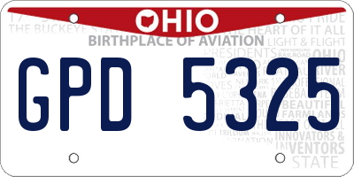 OH license plate GPD5325