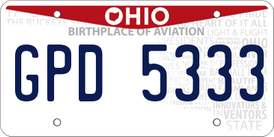 OH license plate GPD5333