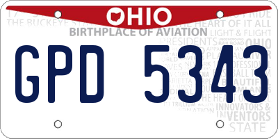 OH license plate GPD5343