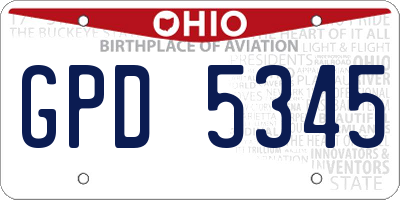 OH license plate GPD5345