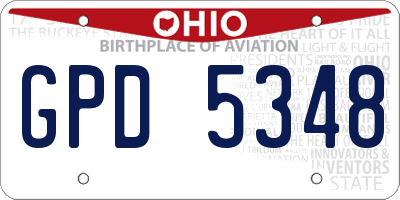 OH license plate GPD5348