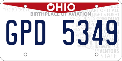 OH license plate GPD5349