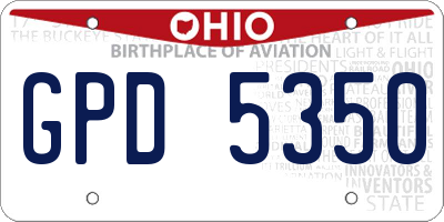 OH license plate GPD5350