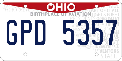 OH license plate GPD5357
