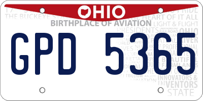 OH license plate GPD5365