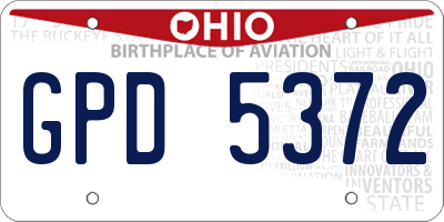 OH license plate GPD5372