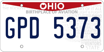 OH license plate GPD5373