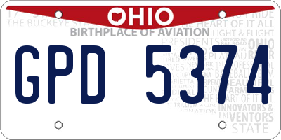 OH license plate GPD5374