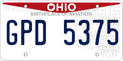 OH license plate GPD5375