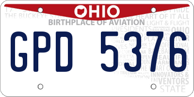 OH license plate GPD5376