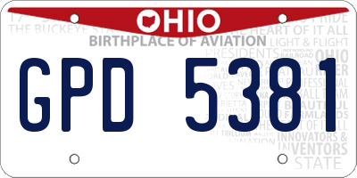 OH license plate GPD5381