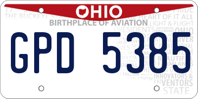 OH license plate GPD5385