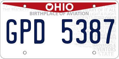OH license plate GPD5387