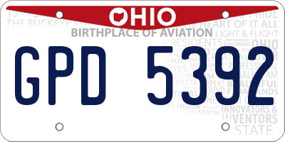 OH license plate GPD5392