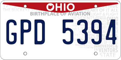 OH license plate GPD5394