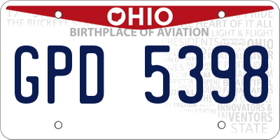 OH license plate GPD5398