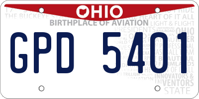 OH license plate GPD5401