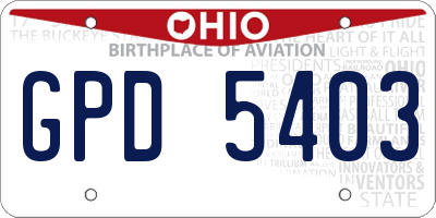 OH license plate GPD5403