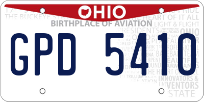 OH license plate GPD5410