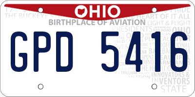 OH license plate GPD5416