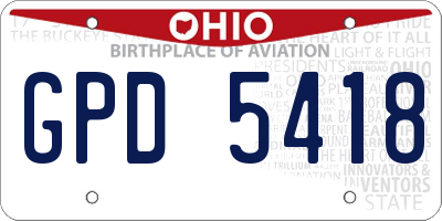 OH license plate GPD5418