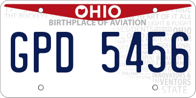 OH license plate GPD5456