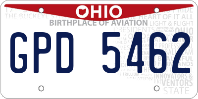 OH license plate GPD5462